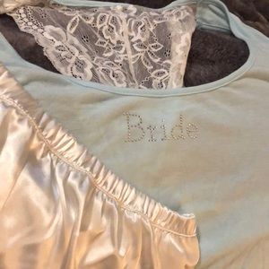 Intimo Donatella “Bride” embellished tank and short pajama set XL